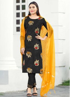 Resham Work Art Silk Readymade Salwar Suit