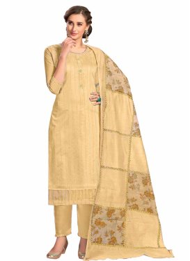 Resham Work Chanderi Cotton Trendy Pant Style Suit
