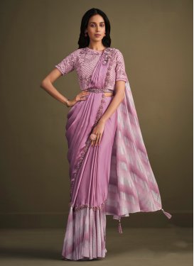 Resham Work Crepe Silk Designer Contemporary Saree