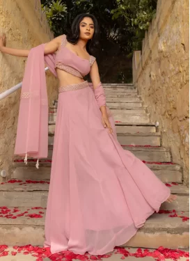 Resham Work Georgette Designer Lehenga Choli in Pink for Festival