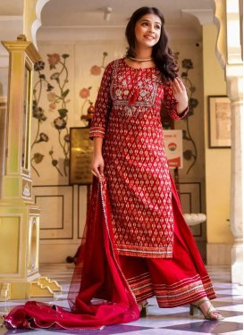 Resham Work Readymade Palazzo Salwar Kameez