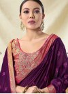 Resplendent Purple Lace Art Silk Classic Saree - 1
