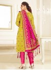 Aloe Veera Green and Rose Pink  Pant Style Designer Salwar Suit For Casual - 1