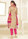 Beige and Rose Pink Pant Style Designer Salwar Kameez - 1