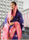 Art Silk Navy Blue and Rose Pink Traditional Designer Saree For Festival - 1