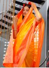 Art Silk Coral and Mustard Woven Work Designer Contemporary Style Saree - 1