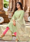 Mint Green and Pink Trendy Churidar Salwar Kameez For Casual - 1