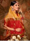 Woven Work Mustard and Red Designer Contemporary Saree - 1