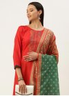 Bottle Green and Red Pant Style Pakistani Salwar Suit For Casual - 1