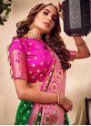 Green and Rose Pink Designer Contemporary Style Saree - 1