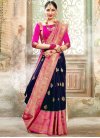 Navy Blue and Rose Pink Art Silk Traditional Designer Saree - 1