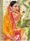 Mustard and Rose Pink Designer Traditional Saree For Festival - 1