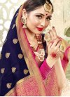 Navy Blue and Rose Pink Woven Work Designer Contemporary Style Saree - 1