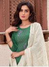 Green and Off White Cotton Readymade Designer Salwar Suit - 1