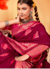 Fuchsia and Rose Pink Cotton Silk Traditional Designer Saree - 1