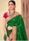 Green and Red Art Silk Designer Contemporary Saree - 1