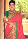 Art Silk Embroidered Work Rose Pink and Sea Green Traditional Designer Saree - 1