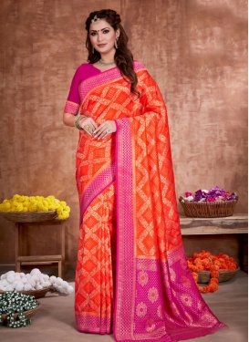 Rose Pink and Tomato Trendy Classic Saree