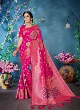 Rose Pink Banarasi Silk Woven Trendy Saree