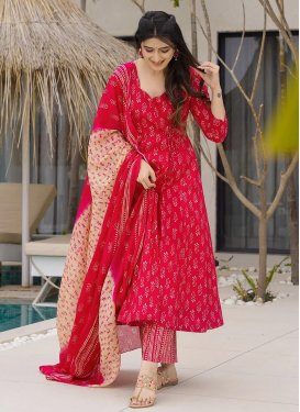 Rose Pink Maslin Digital Print Work Readymade Salwar Suit for Women