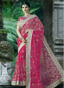Rose Pink Net Traditional Designer Saree