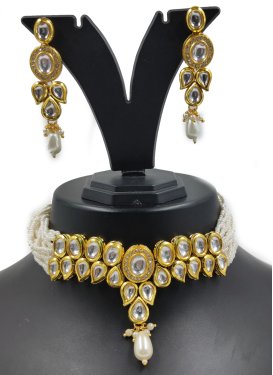 Royal Alloy Beads Work Gold Rodium Polish Necklace Set