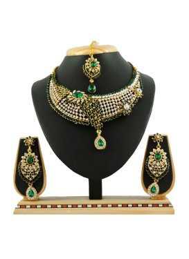 Royal Alloy Gold Rodium Polish Necklace Set For Party