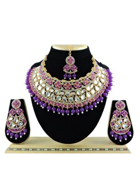 Royal Beads Work Alloy Necklace Set For Festival