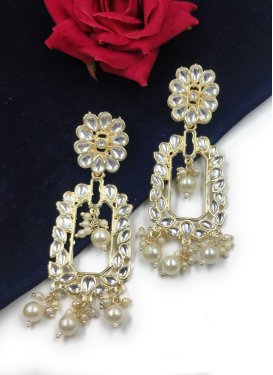 Royal Beads Work Gold Rodium Polish Earrings