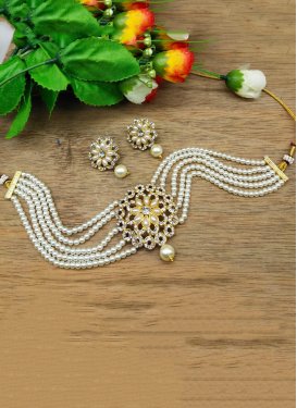 Royal Gold Rodium Polish Beads Work Necklace Set