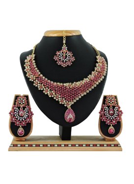 Royal Hot Pink and White Alloy Necklace Set