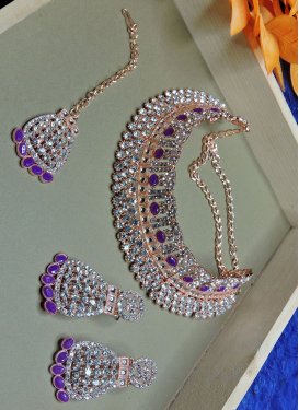 Royal Purple and White Necklace Set For Festival