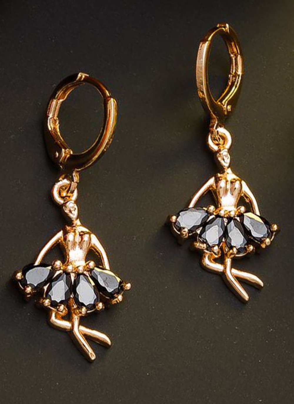 Royal Stone Work Black and Gold Earrings