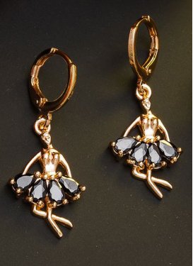 Royal Stone Work Black and Gold Earrings