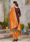 Coffee Brown and Orange Art Silk Pant Style Classic Suit - 1