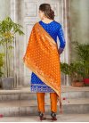 Blue and Orange Woven Work Pant Style Salwar Suit - 1