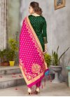 Green and Rose Pink Art Silk Pant Style Designer Salwar Suit - 1