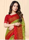 Lace Work Olive and Red Designer Contemporary Style Saree - 1