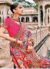 Navy Blue and Rose Pink Embroidered Work Contemporary Style Saree - 2