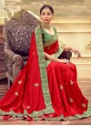 Green and Red Designer Contemporary Saree For Ceremonial - 1
