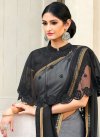 Black and Grey Traditional Designer Saree For Festival - 1