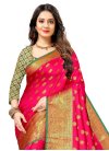 Mint Green and Rose Pink Woven Work Designer Contemporary Style Saree - 1