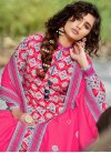 Grey and Rose Pink Digital Print Work Readymade Classic Gown - 2
