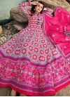 Grey and Rose Pink Digital Print Work Readymade Classic Gown - 1