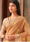 Linen Embroidered Work Trendy Classic Saree - 1