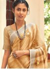 Embroidered Work Linen Contemporary Style Saree - 1