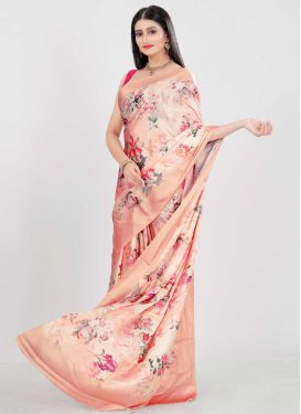 Satin Digital Print Work Designer Contemporary Style Saree
