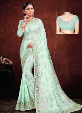 Satin Georgette Embroidered Work Trendy Classic Saree