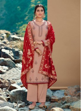 Satin Georgette Stone Work Palazzo Style Pakistani Salwar Suit