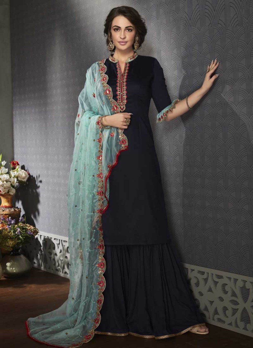 satin sharara dress